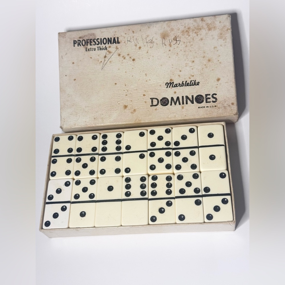 Vtg Puremco Professional Extra Thick Marblelike Dominoes Made In USA #816